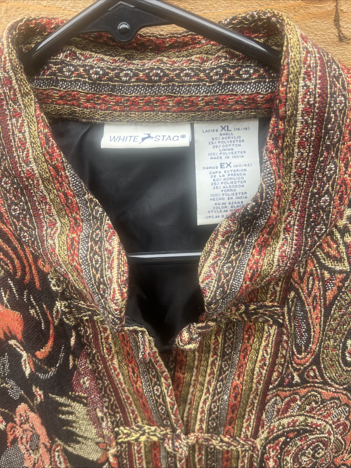 Tapestry Patchwork Lined Jacket X-Large White Sta… - image 2