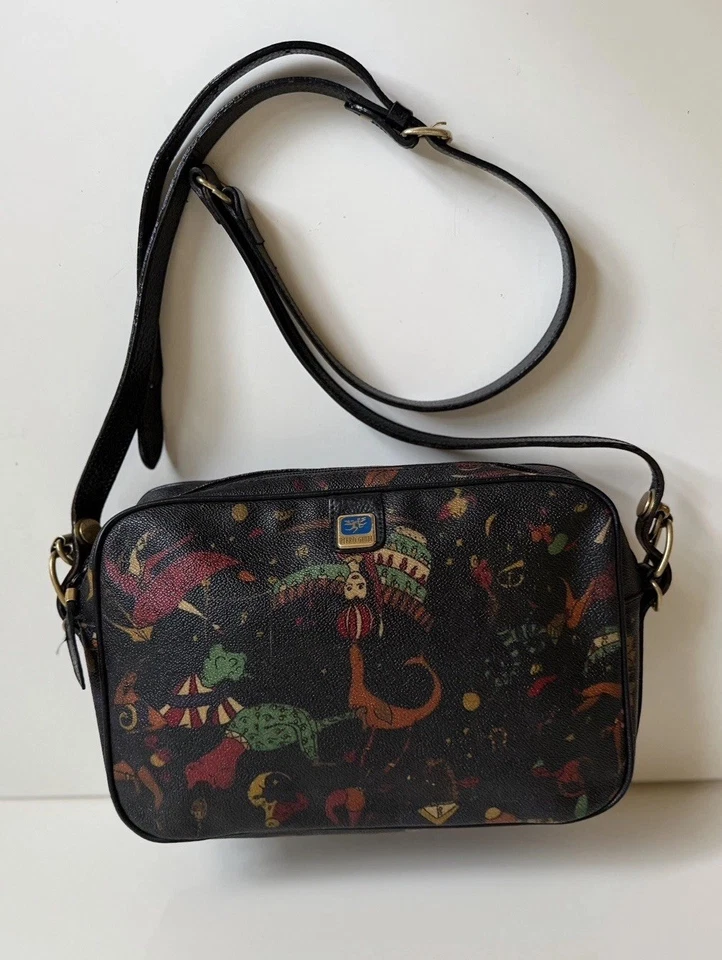 Piero Guidi Angel Magic Circus Bolsa de Ombro Preta Bolsa de Couro Impressionante Rara 80 - Imagem 4 de 4