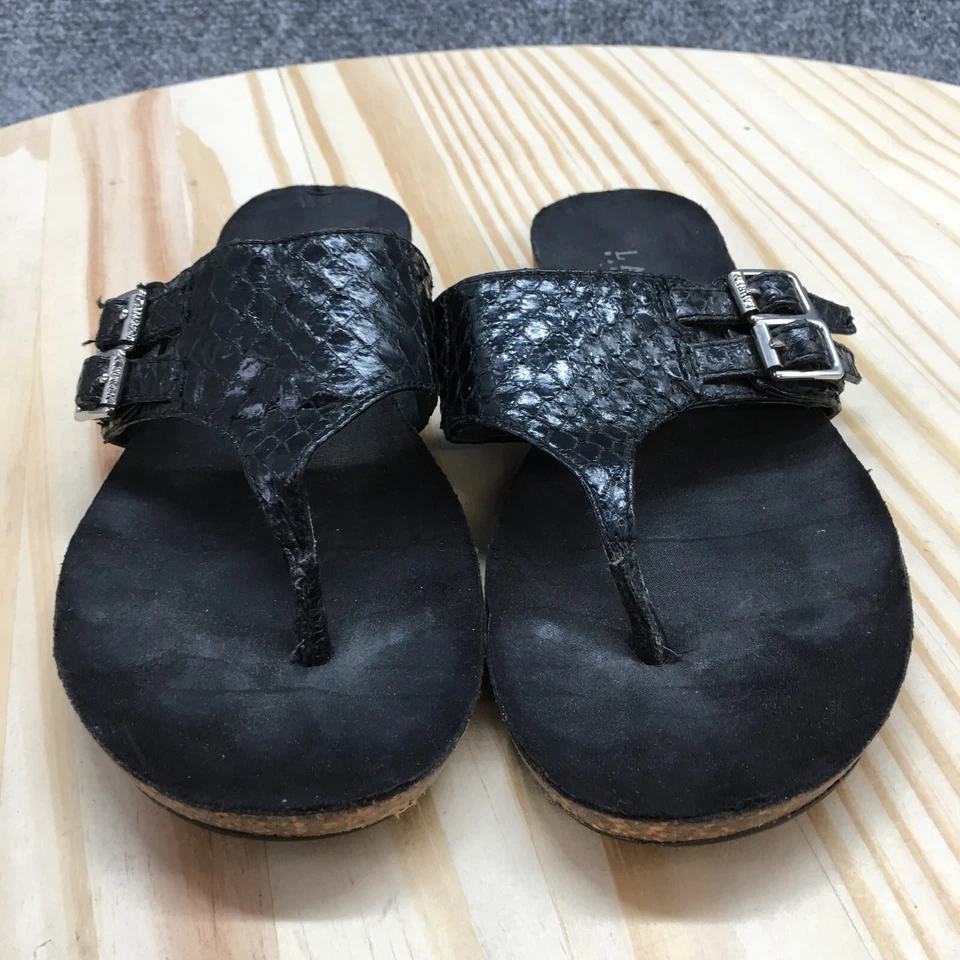 Sandalias Lauren Ralph Lauren para mujer 5 B Malia Tanga Deslizable Negro Cuero Hebilla Foto 4 de 4