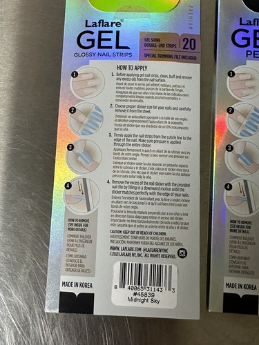 Blue Set Of 2 Laflare Mani & Pedi Glossy Nail Strips Trimming File Included - Picture 7 of 7