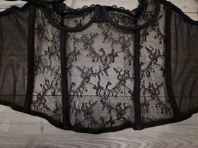 BNWOT Vintage Ann Summers Femme Fatale Black PVC & Sheer Lace Corset Size 38B