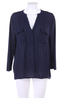 H&M Blouse Patch Pockets L navy blue