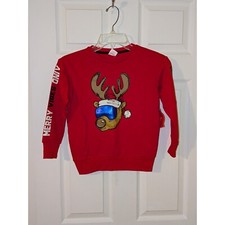 Holiday Time Christmas Sweatshirt Merry Vibes Only Reindeer Graphic S 6/7 NWT