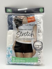 NEW HANES BOXER BRIEFS SZ 8 XL ULTIMATE Comfort Flex Stretch Women 3-PACK 808