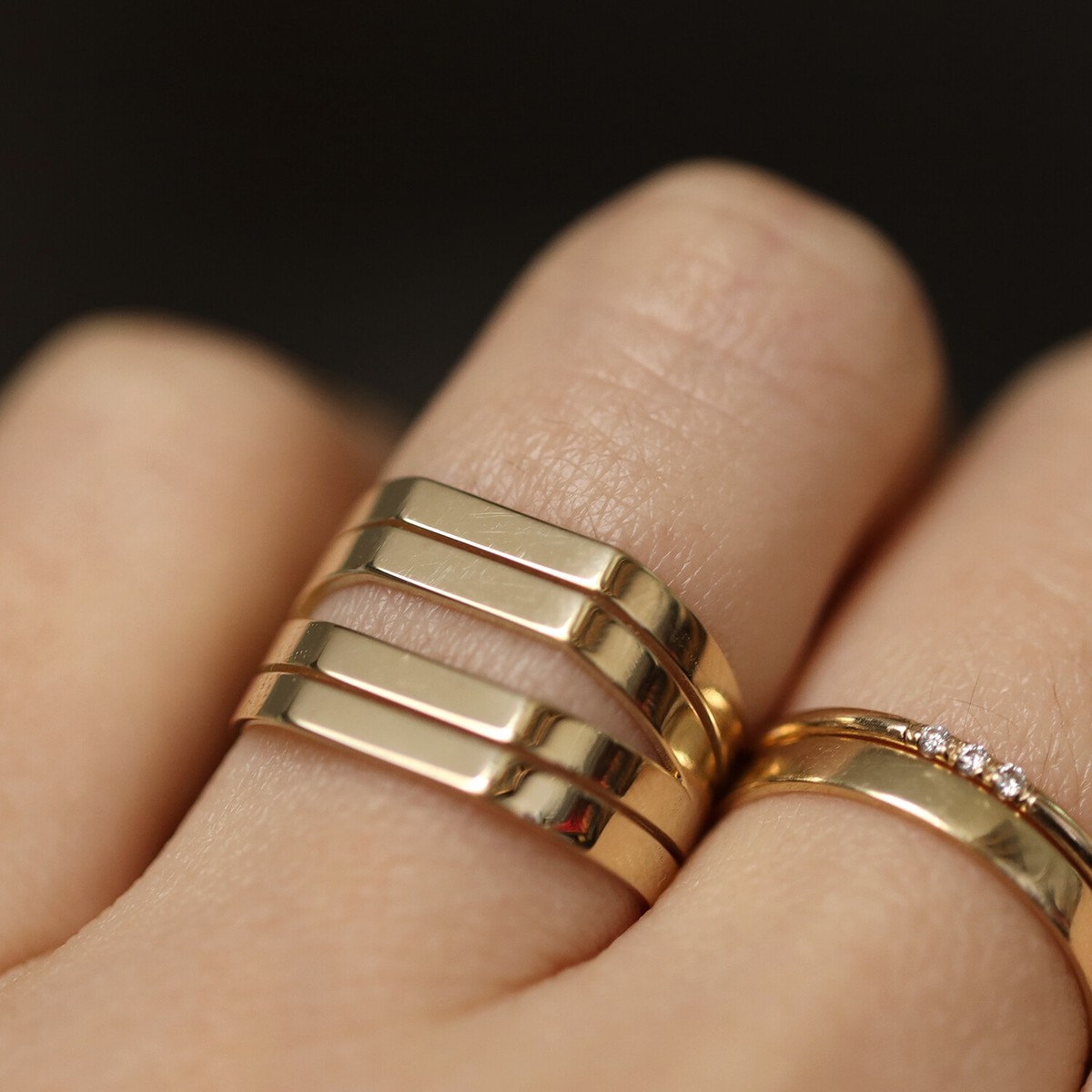 Wide Ring Band, 14K Solid Gold Thick Band, Midi Ring, Antique