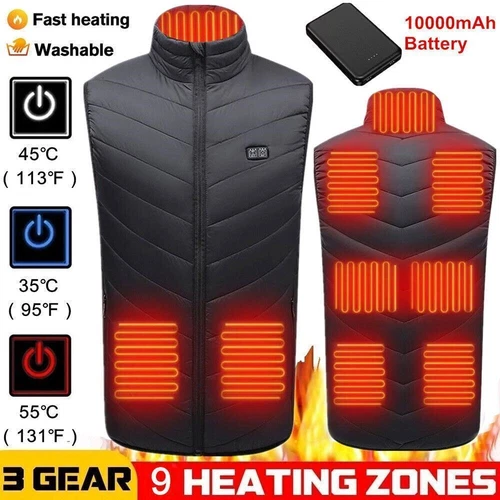 Heated Vest 9 Heating Zones With 10000mAh Battery Pack Electric Heating Vest US - product listing photo