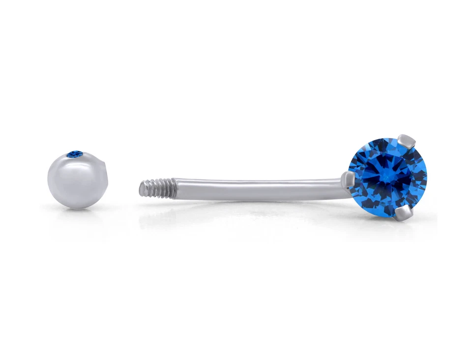 Piercing corporal anillo ombligo ombligo piedra de nacimiento simulada enchapado en oro blanco de 14 k Foto 4 de 4