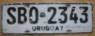 SINGLE MONTEVIDEO, URUGUAY LICENSE PLATE - 2000/04 - SBO 2343