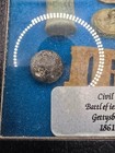 Civil War Relics Gettysburg Dug Bullets Harmonica Reed Buckle in Display Case — photo 2