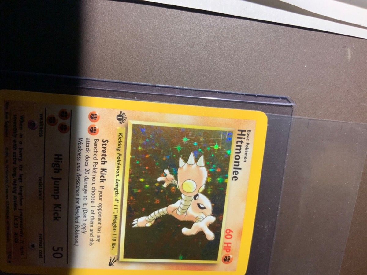 Hitmonlee 1st Edition Fossil Holo Foil 7/62 Pokemon Card ungraded