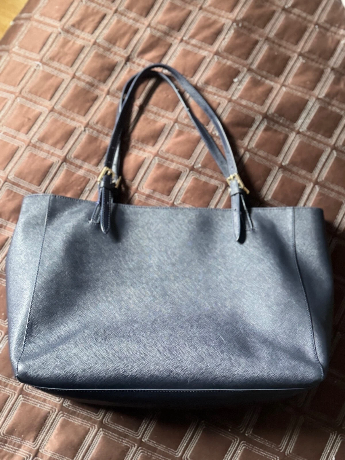 TORY BURCH Borsa grande astrale BLU stampa saffiano borsa da lavoro laptop 15”x11”x6”