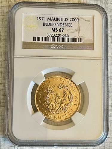 Mauritius 1971 Independence 200 Rupees Gold NGC MS67 SKU# 4215