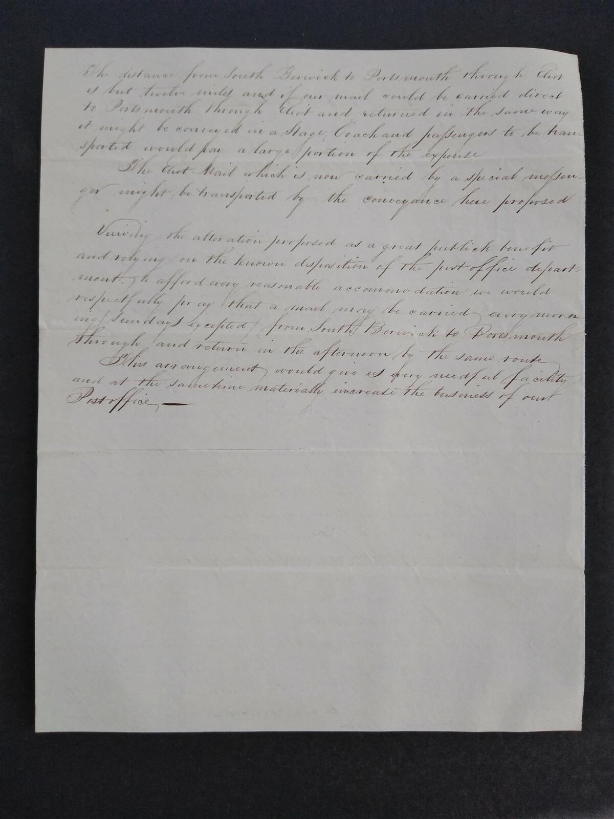 Maine South Berwick ca. 1840s Letter to Postmaster General in DC, Mail
