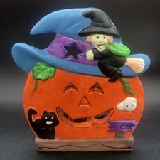 K's Collection Halloween Tealight Votive Candle Holder Jack O Lantern Witch Cat