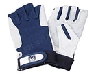 Sailing Gloves Leather White/Blue 5-Finger open Fingerless L