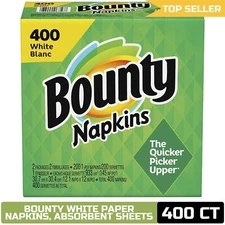 Bounty Paper Napkins, White, 1 Pack, 400 Sheets per Pack