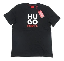 Hugo Boss Red Label Men's Black Dimentis Hugo For It Graphic Crew-Neck T-Shirt