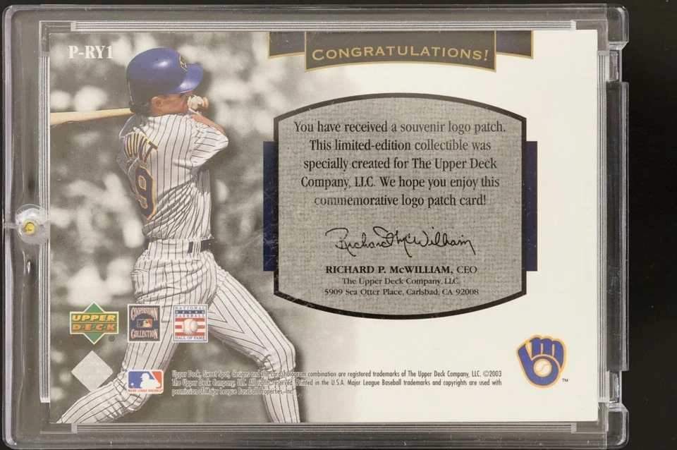 2003 Upper Deck Baseball Card Sweet Spot ROBIN YOUNT Patch Relic P-RY1 Brewers - Image 2 of 2