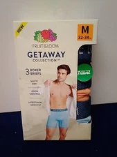 Fruit Of The Loom Mens Boxer Briefs 3 Pair Gataway Collection Medium 32-34