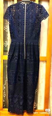 New Ted Baker Navy Emelia Lace Midi Dress Fitted Pencil Party Dress UK 8 14  | eBay