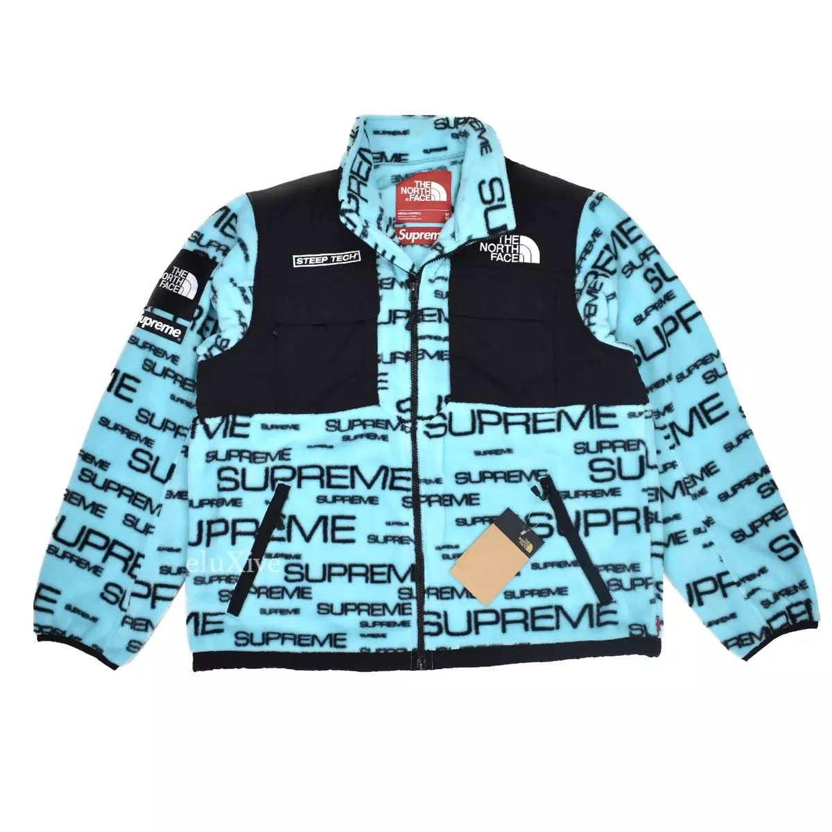 NWT Supreme The North Face Steep Tech Aqua Allover Logo Fleece Jacket  AUTHENTIC