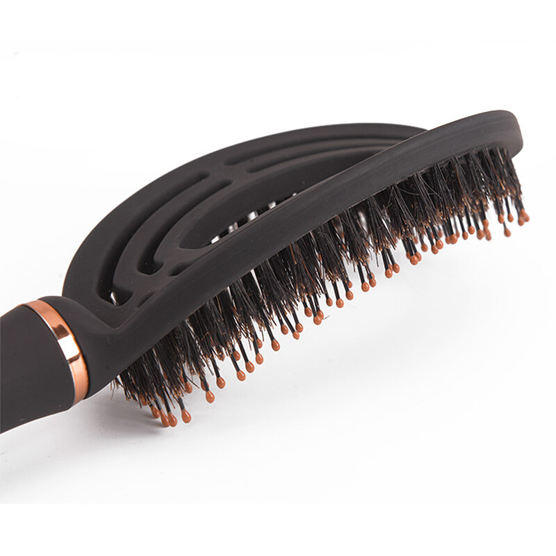 Flair Brush 'Knot Not Now' Haarbürste – Wildschweinborsten & Nylon, Gebogener Kopf, Weicher Griff