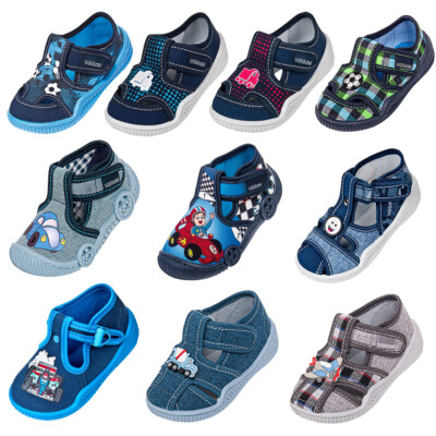 Viggami Baby Jungen Kinder Hausschuhe Freizeit Textilschuhe mit Lederinnensohle