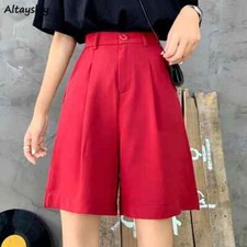 S-5XL Shorts Women Summer Button Knee-length Black Wide-leg Loose Casual Womens