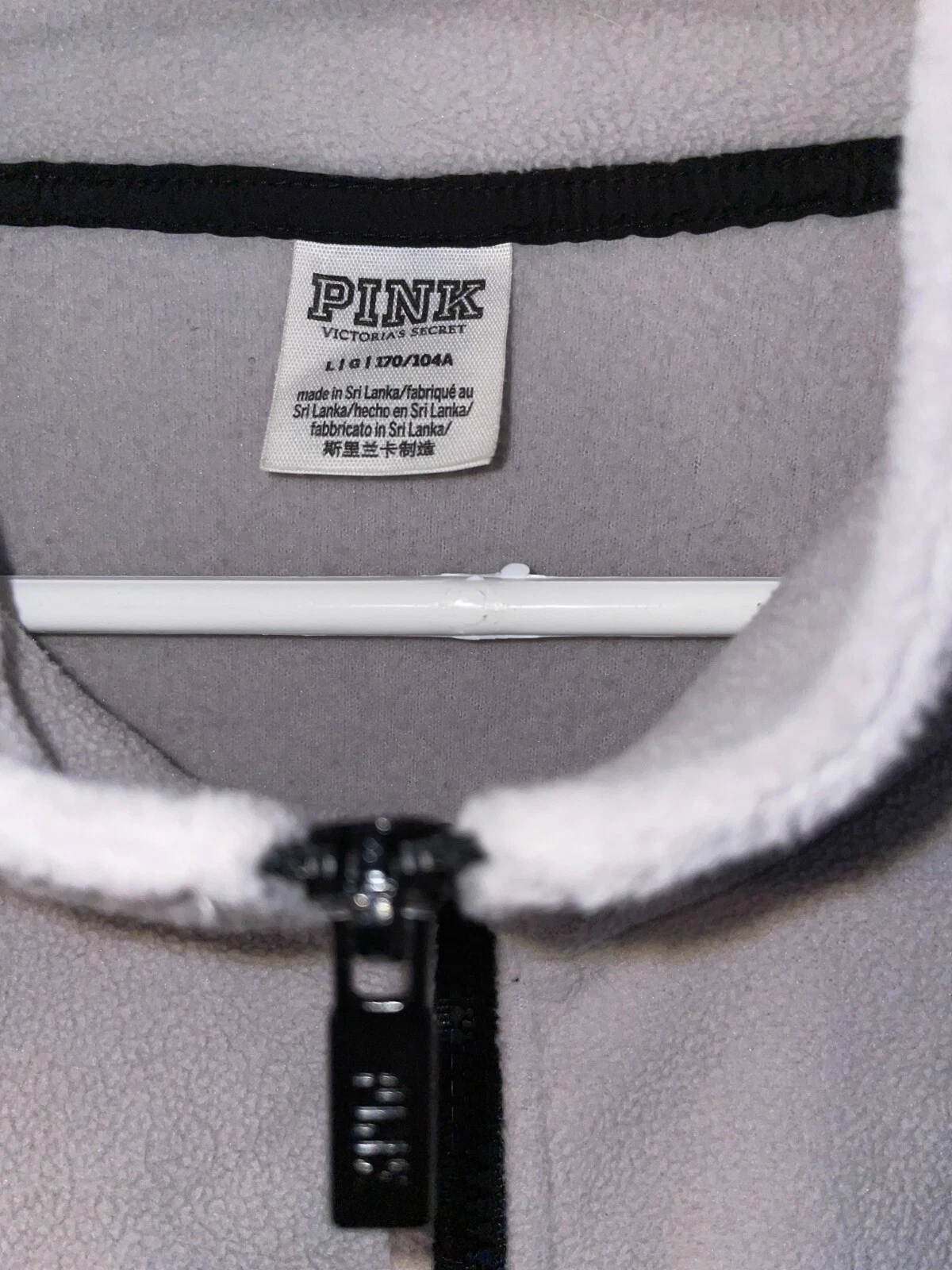 UNDERCOVER Giacca pile Victoria Secret ROSA full zip L grigio morbido caldo donna