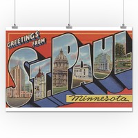 Greetings From St. Paul, Mn - Vintage Halftone (24x36 Giclee Print) Greetings From St. Paul, Mn - Vintage Halftone (24x36 Giclee Print)