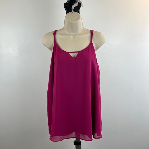 Torrid Blouse Size Medium Pink Sophie Chiffon Keyhold Double Layer Sleeveless - Picture 1 of 8