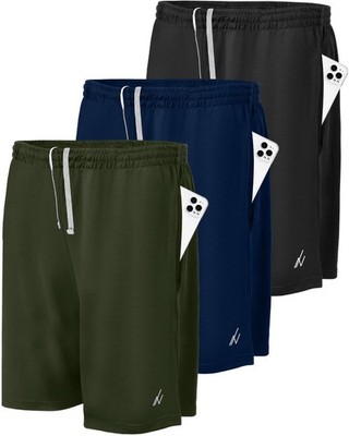 NY Threads 3 Pack Men's Athletic Shorts Quick Dry Lightweight Workout Running...