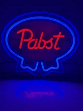 Pabst Blue Ribbon Beer Light Up LED Sign New In Box Bar Game Room 20 X 17