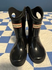Black Hunter Rain Boots-Gently Used Pull On Child s Rain boots-US 6B/7G