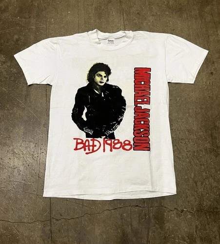 Michael Jackson Shirt Vintage Bad RARE Large USA Thrill 1980s vintage concert t-shirt, vintage, size L, single stitch, B+ condition