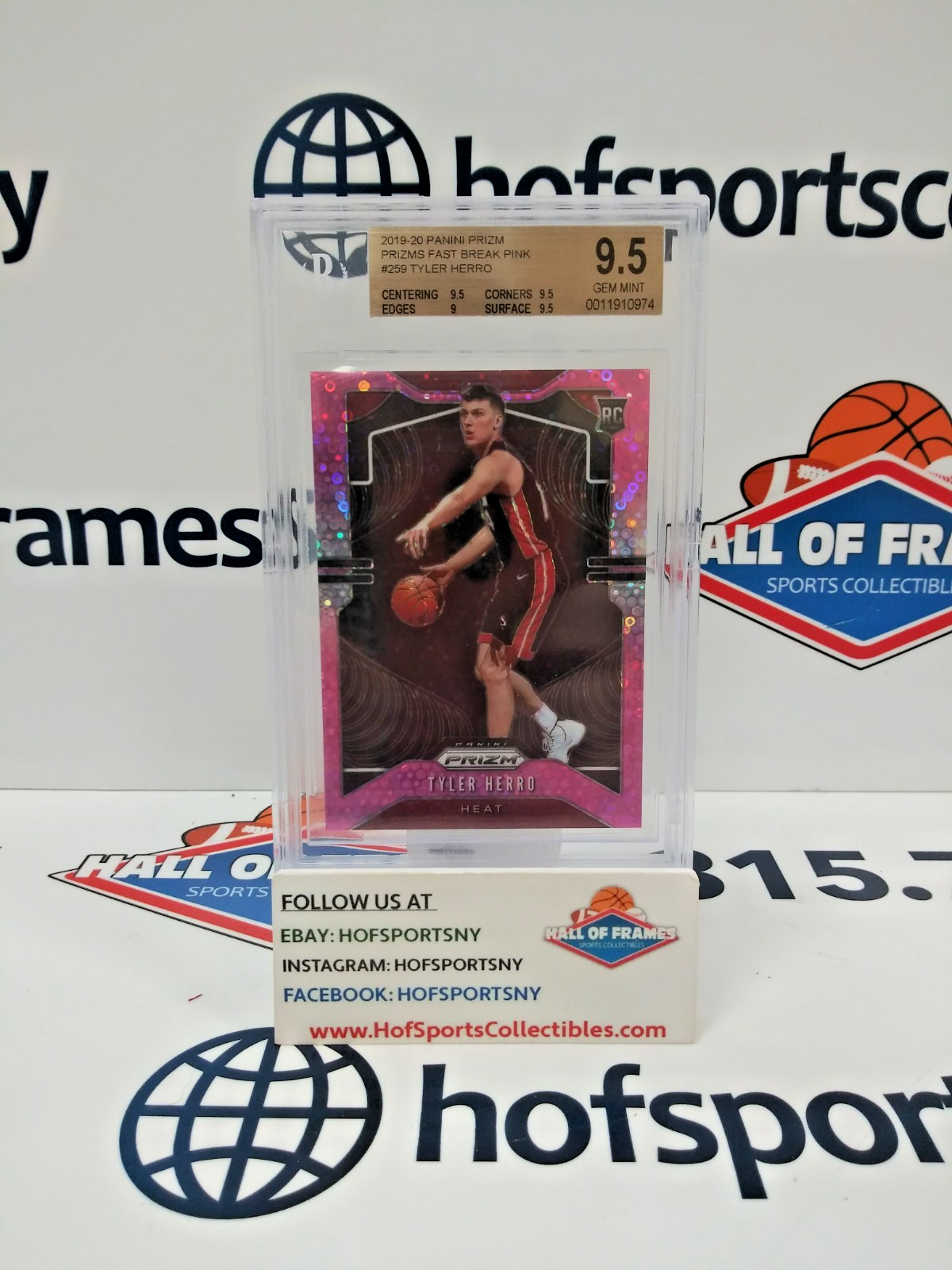 2019/20 PANINI PRIZM TYLER HERRO FAST BREAK PINK ROOKIE 44/50 259 BGS 9.5