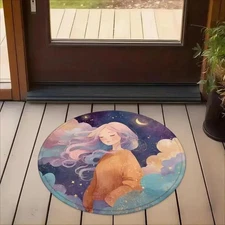 [1 Flannel Floor Mat,Zodiac Fortune Sharing Theme,Starry Sky Adventure Mat,Best