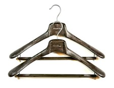 ZEGNA Pair 2 Heavy Duty 46cm/18" Brown Resin Faux Wood Suit Hangers NEW