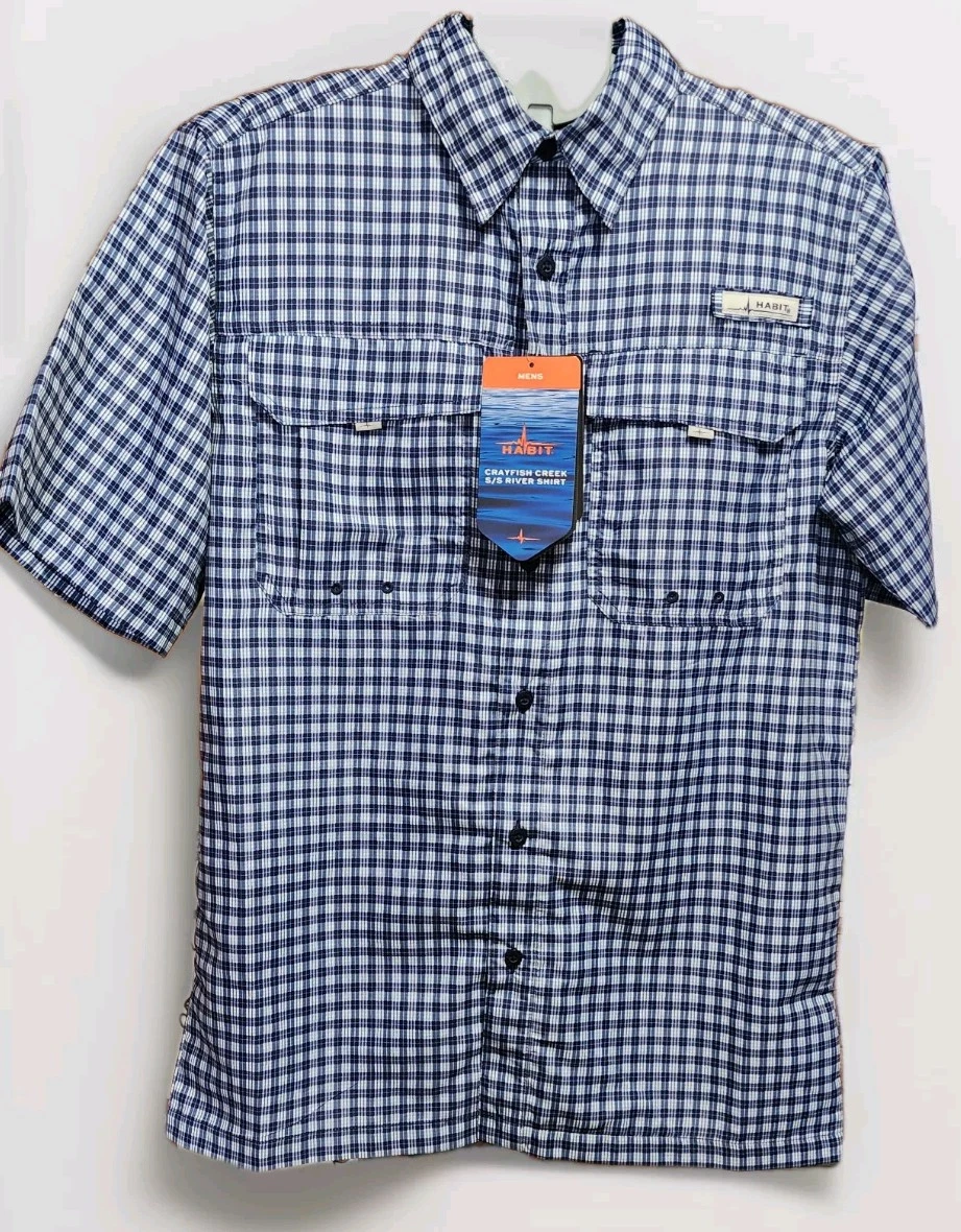 Habit Men's UPF40+ Shortsleeve Crayfish Creek River Shirt Size Small