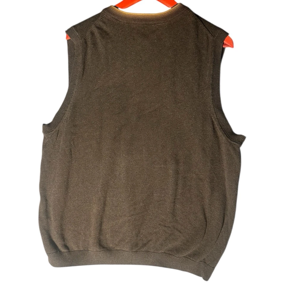 Structure Men’s Brown Cotton V Neck Sweater Vest Size Large - Image 2 of 4