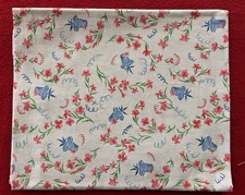 "Vintage Feed Sack" 1930-50s Blue Flower Pots & Red Flowers  44" L x 36" W