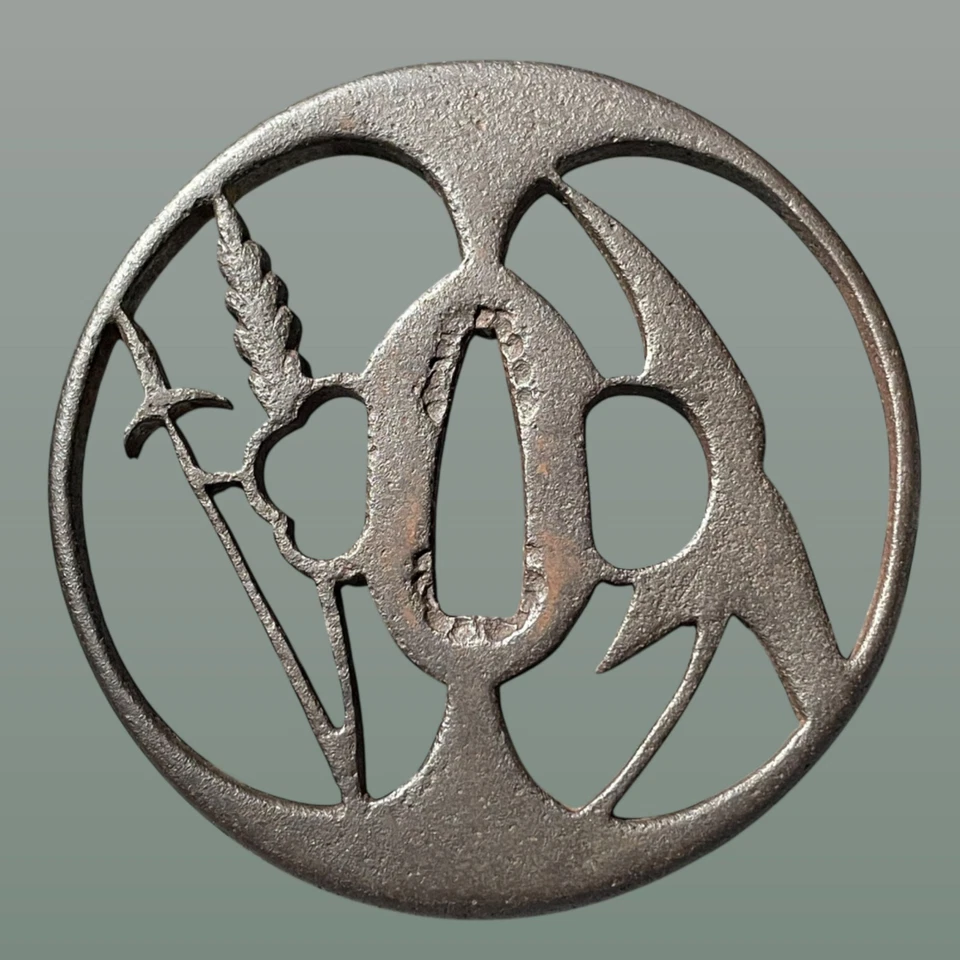 Omodaka-Sukashi 沢潟透 TSUBA grande, parte posterior de hierro, período Edo Foto 3 de 4