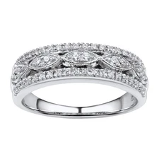 Finecraft 1/5 cttw Diamond Anniversary Band Ring in Sterling Silver, Size 7