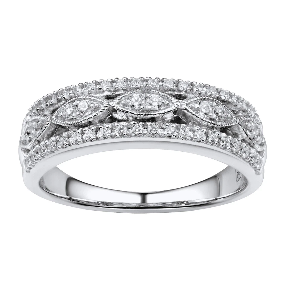 Anillo de aniversario de diamantes Finecraft de 1/5 cttw en plata de ley, talla 7