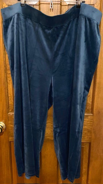 New! Naturals d&co. Women's Sz. 3X Velour Mallard Blue Wide Leg Pants/Capris