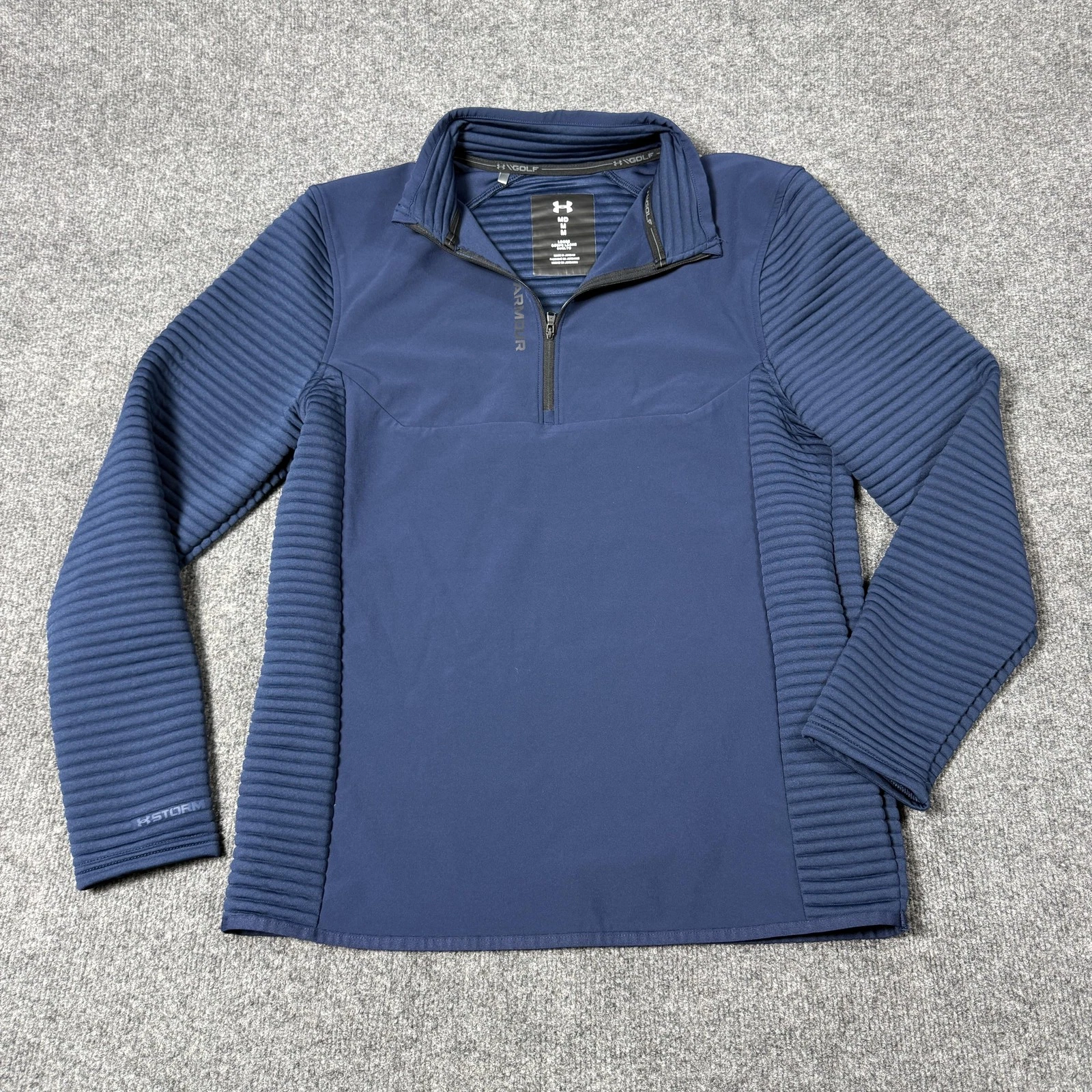 Under Armour Storm Golf Pullover Mens Medium Blue 1/4 Zip Long Sleeve Thermal