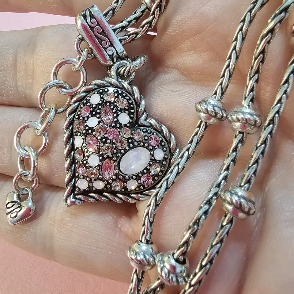 ✅ Pulsera Corazón Brighton Colgante Dije Cadena Joyería Ajustable Tono Plata Foto 2 de 4