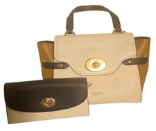 Coach Colorblock Leather Satchel  Matching Wallet Gold Hardware Crossbody Bag