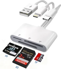 Memory Stick Pro Duo Adapter - XD Picture Card Reader for iPhone/USB C/A, 4 in 1