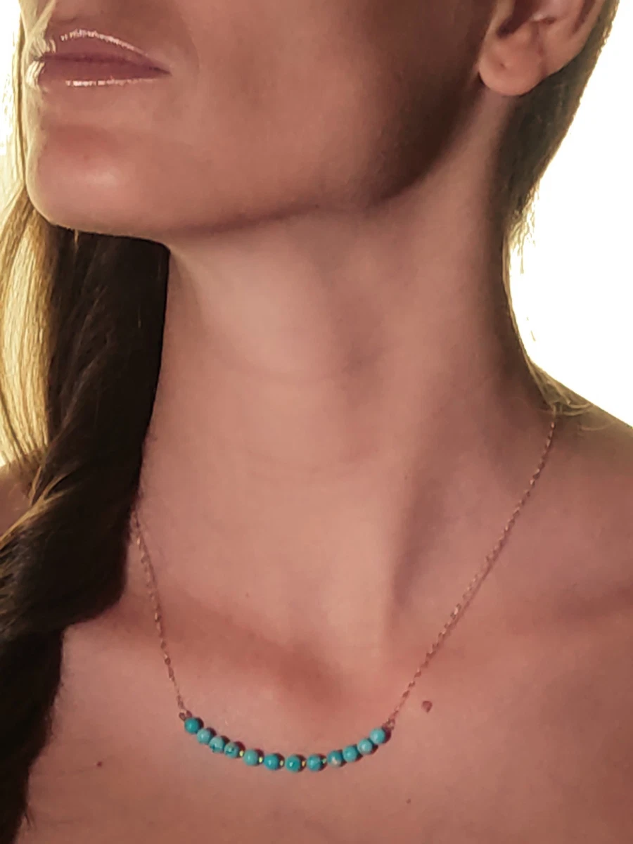 Collana Girocollo Boho Turchese E Oro Con Ciondolo Stella | Gioiello Vintage In Lega, Blu Turchese, Regalo Per Donne E Ragazze - 2